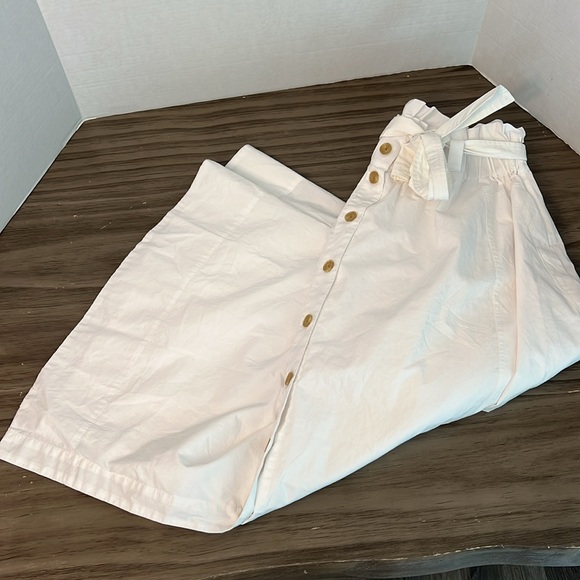 EVERLANE EASY BUTTON FRONT WHITE MIDI  SKIRT SIZE XL - Picture 13 of 16